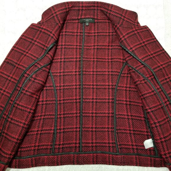 Talbots Petites glen plaid blazer jacket red sz 4P - Picture 5 of 8